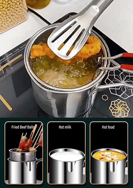 Oil-saving and splash-proof small fryer with filter [First 100 orderers get free stainless steel cli