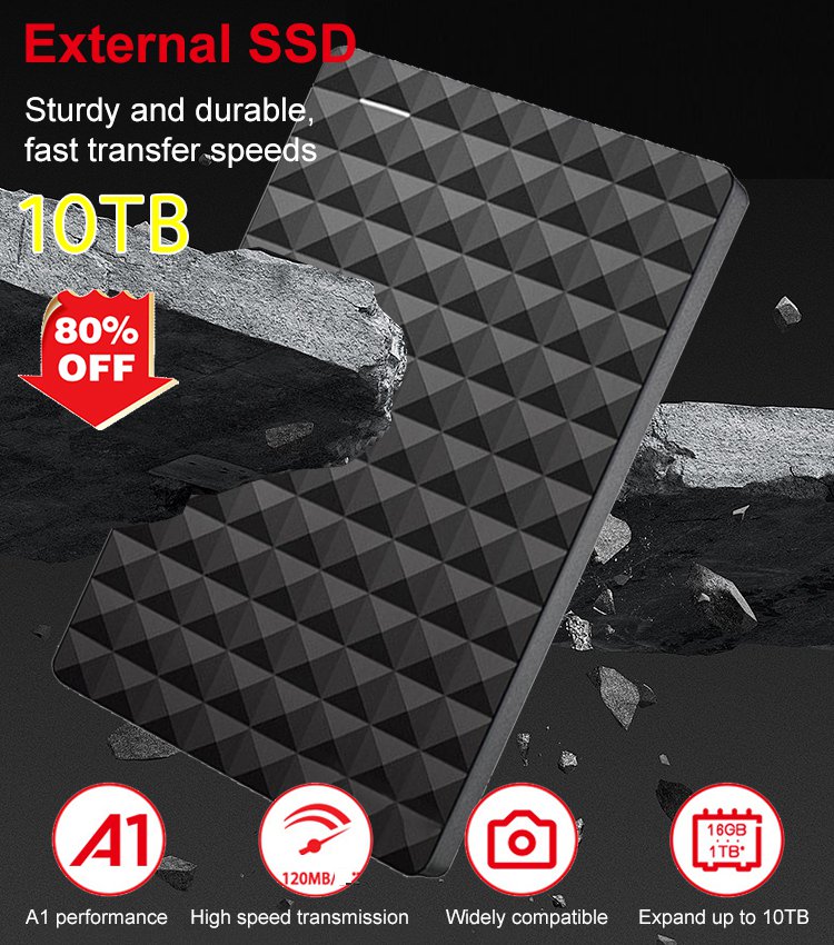 Stoßfeste mobile 10-TB-Festplatte mit hohem Kohlenstoffgehalt