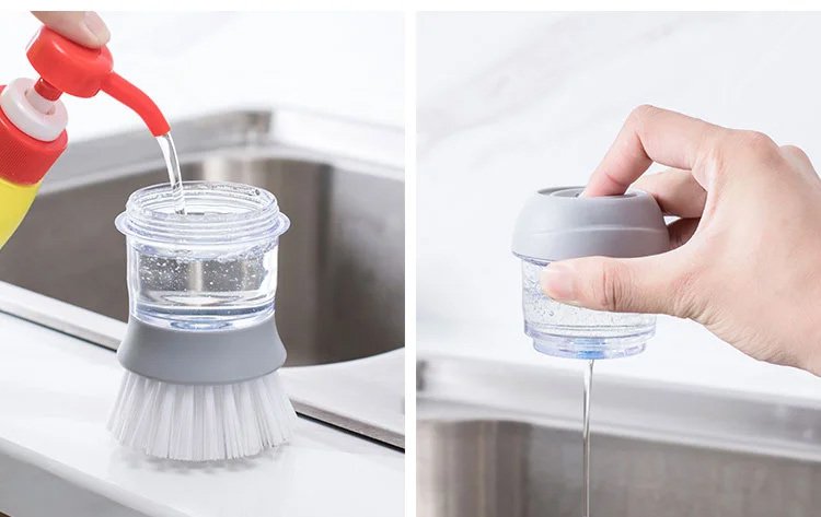 タンク付きキッチンブラシの洗剤タンク