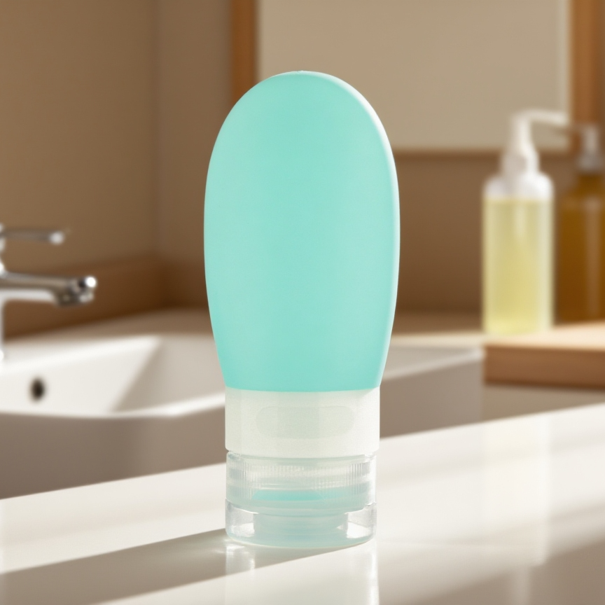 신형 실리콘 휴대용 여행 로션 분리 포장병 전체 모습