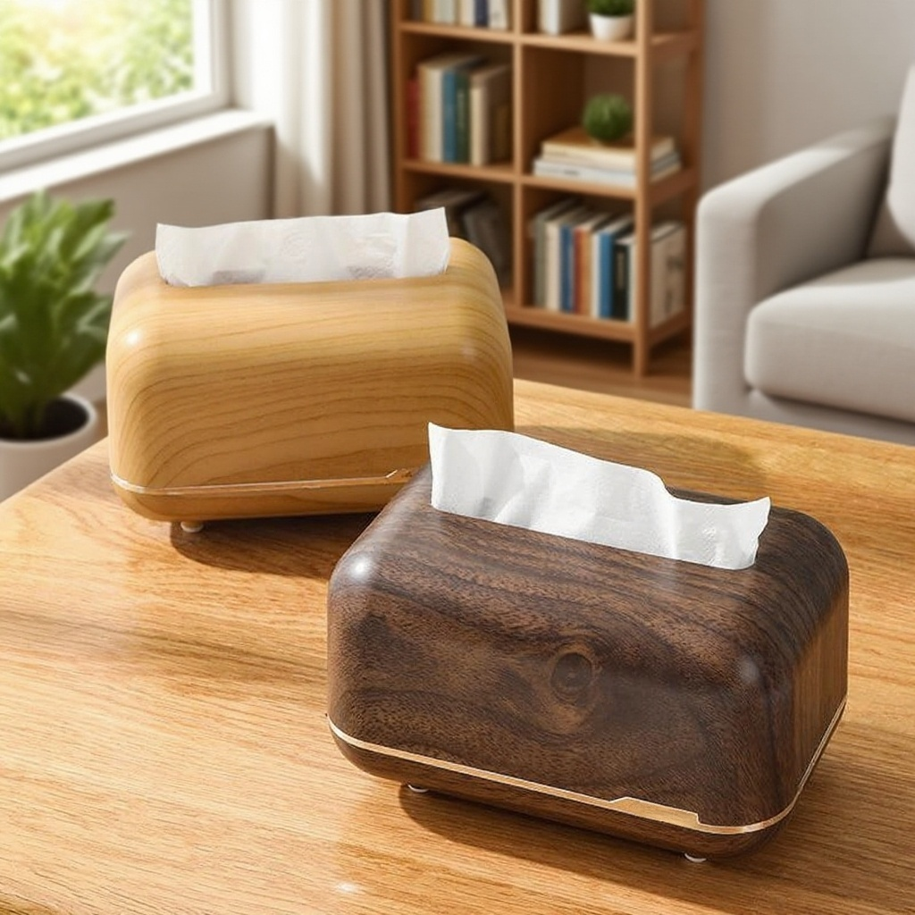 탁상 호두나무 종이 뽑기 상자 정면 모습