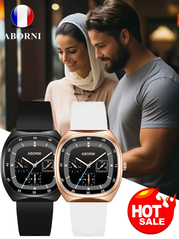 ساعة مربعة مقاومة للماء للأزواج بتصميم عصري سويسري