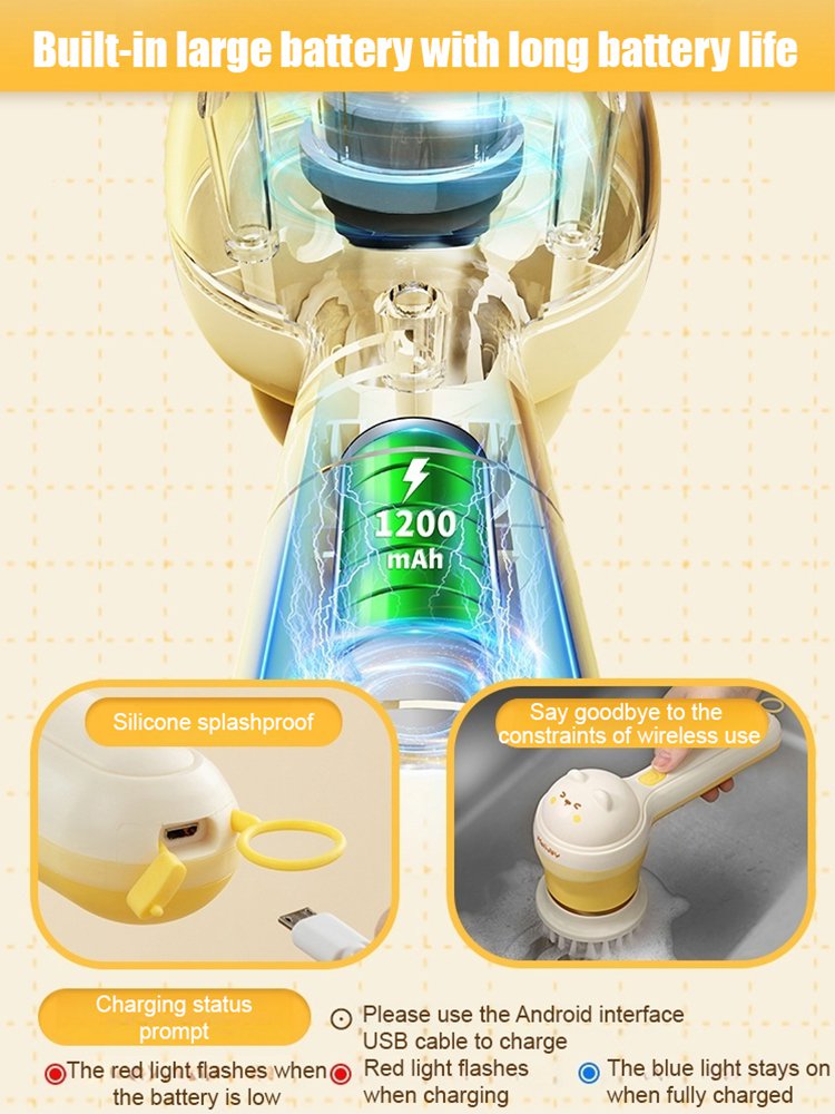 Multifunctional cordless electric cleaning brush