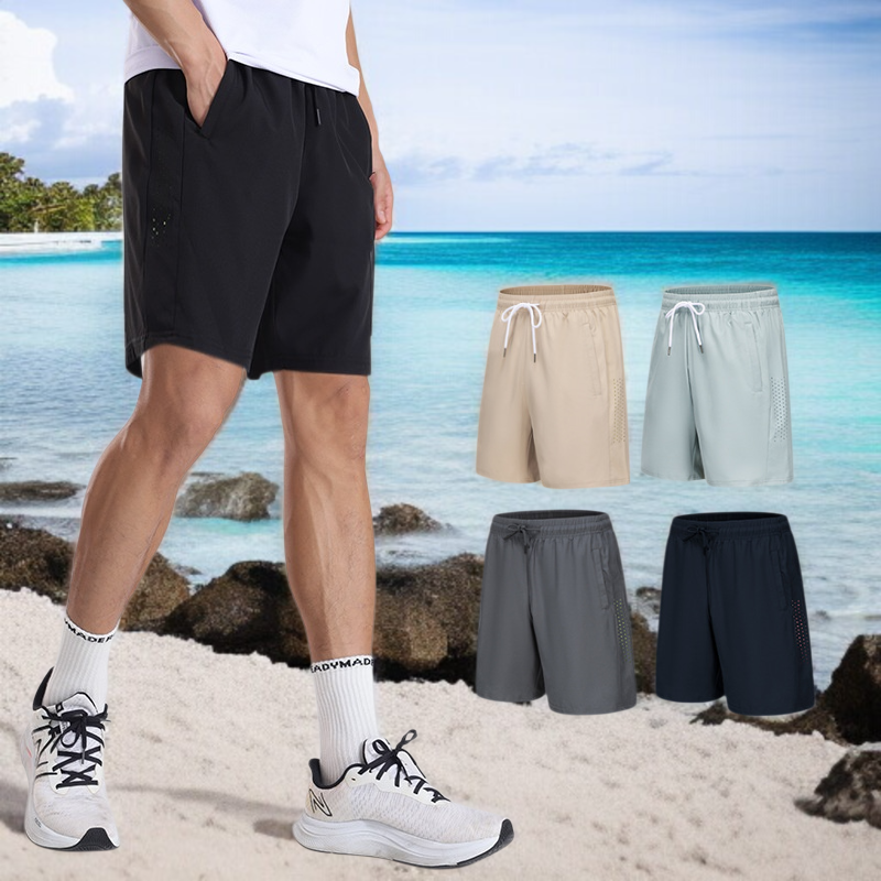 남자 여름 속건 트레이닝 반바지 세트 전면 이미지