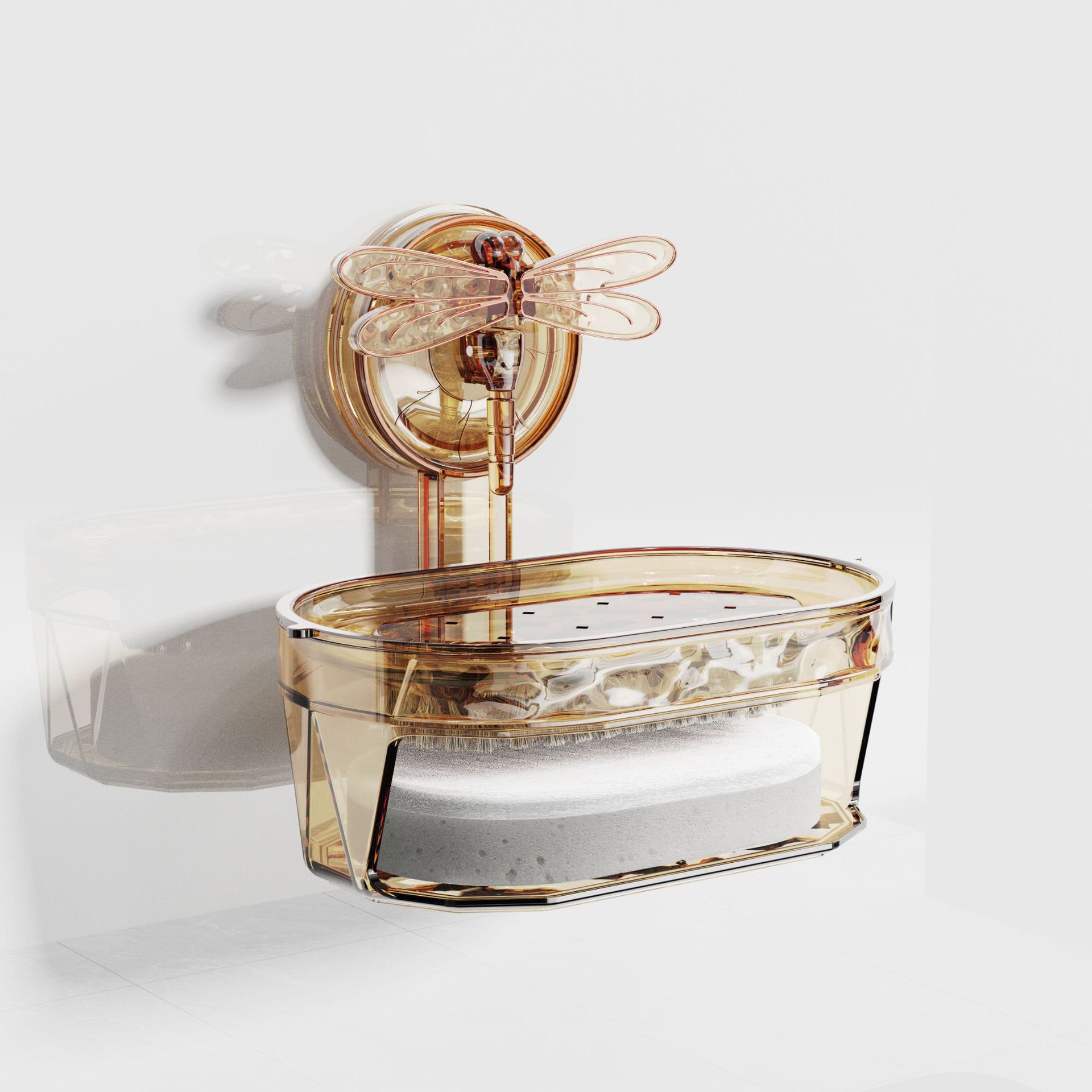 輕奢蜻蜓吸盤海綿肥皂盒