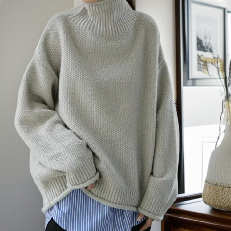 빈티지 감성 반폴라 니트 스타일