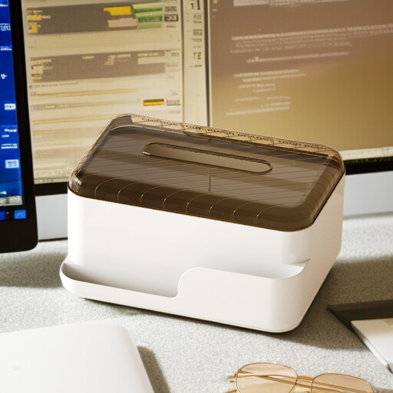 책상 위 티슈케이스와 필통 수납함