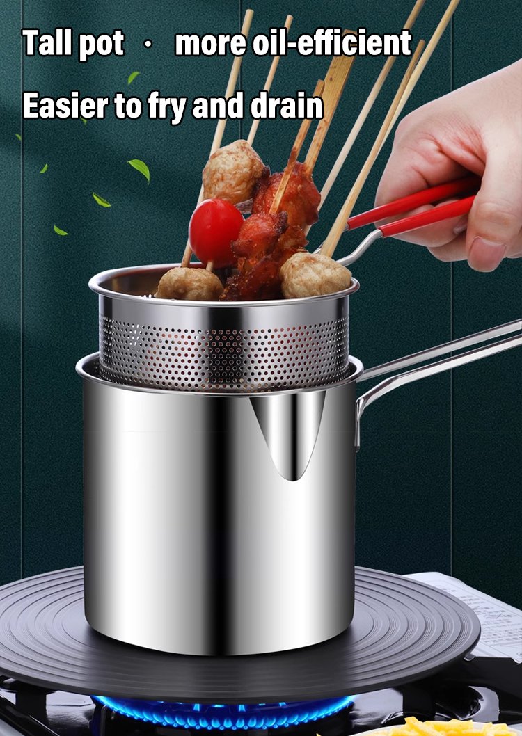 Oil-saving and splash-proof small fryer with filter [First 100 orderers get free stainless steel cli