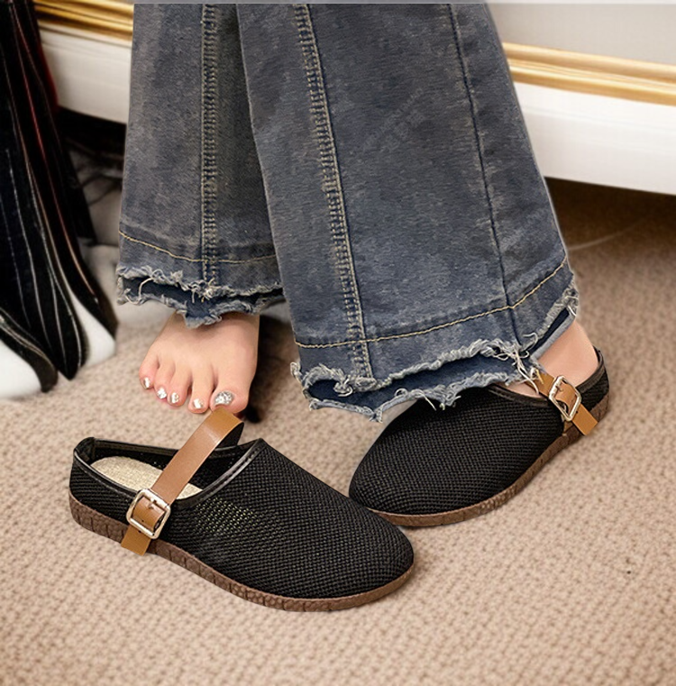 여성 아웃도어 샌들 통풍 메쉬 소프트 빈티지 하프토 슬리퍼 빵신발 샌들