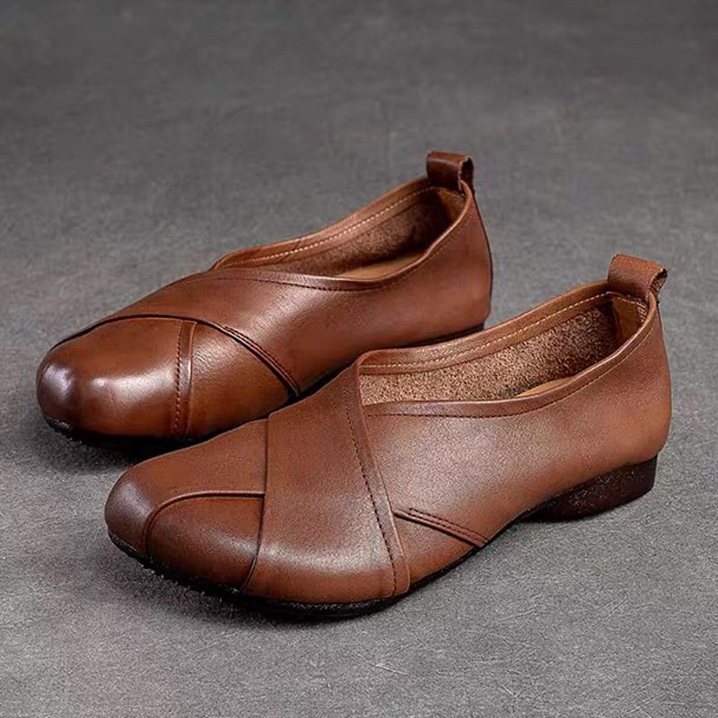 爆款小羊皮低跟軟底鞋女