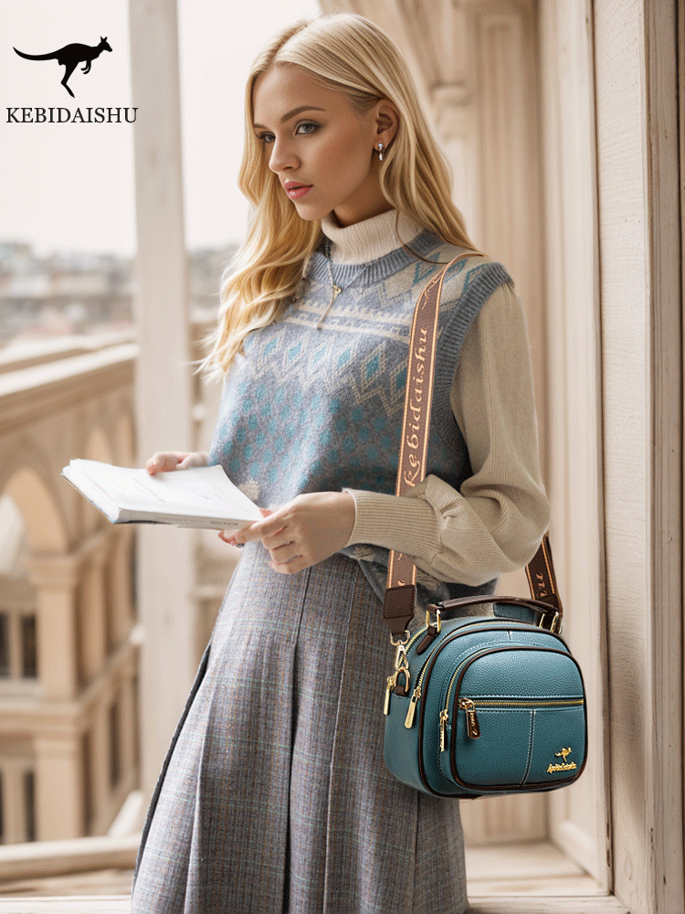 حقيبة كتف فرنسية راقية ذات سعة كبيرة مكونة من ثلاث طبقات