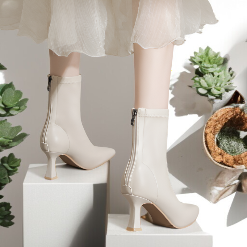 2025年秋冬新作レディーススティレットショートブーツ全体画像