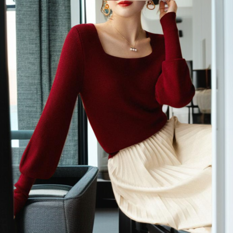 ジャンパー女性気質ニットボトムシャツ全体画像