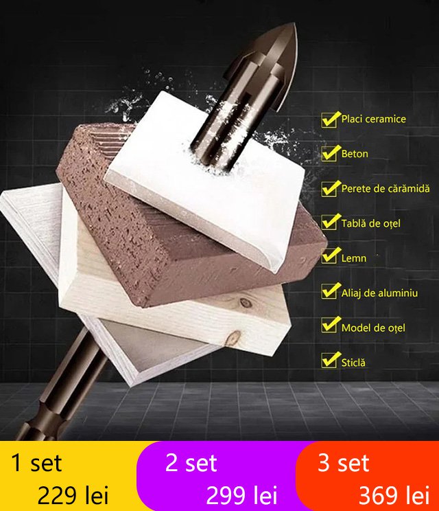 Set de burghie transversală cu cinci piese 