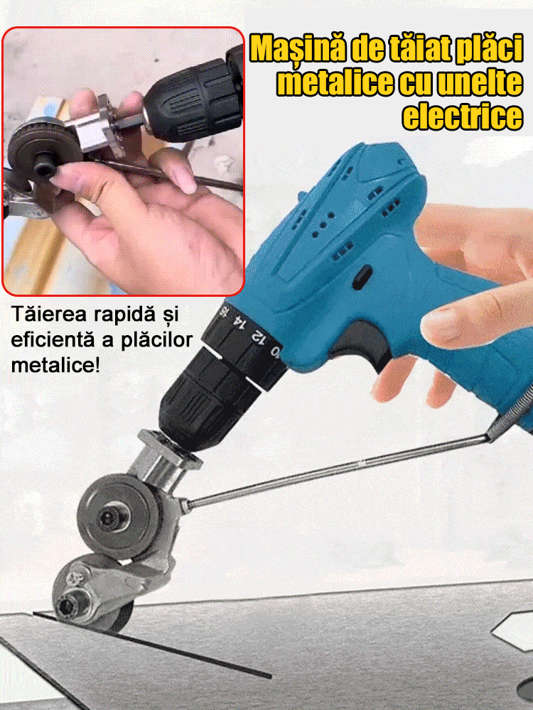 Tăietor pentru plăci metalice cu burghiu electric