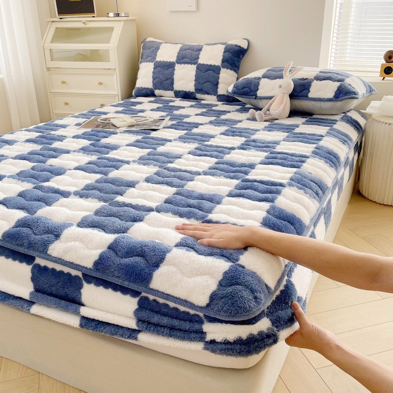 チェック柄×ブルー