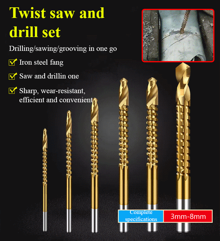 Twist drill bit saw drill set