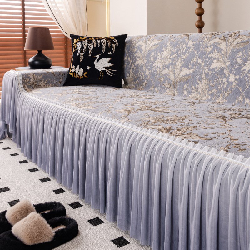 防滑沙發抱枕套帶荷葉邊