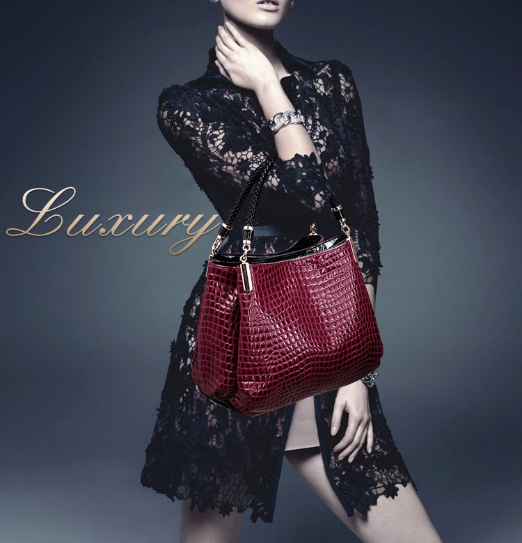 حقيبة الكتف بنمط جلد التمساح