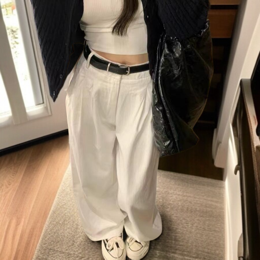 여성 슬림핏 드레이프 와이드 데님 팬츠 디테일