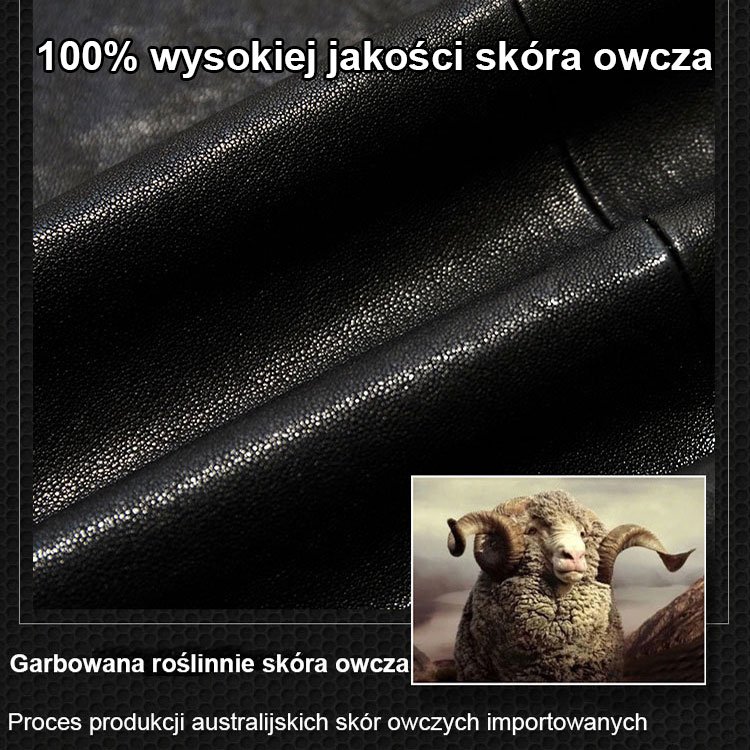 Nowa męska ciepła skórzana i wełniana kurtka