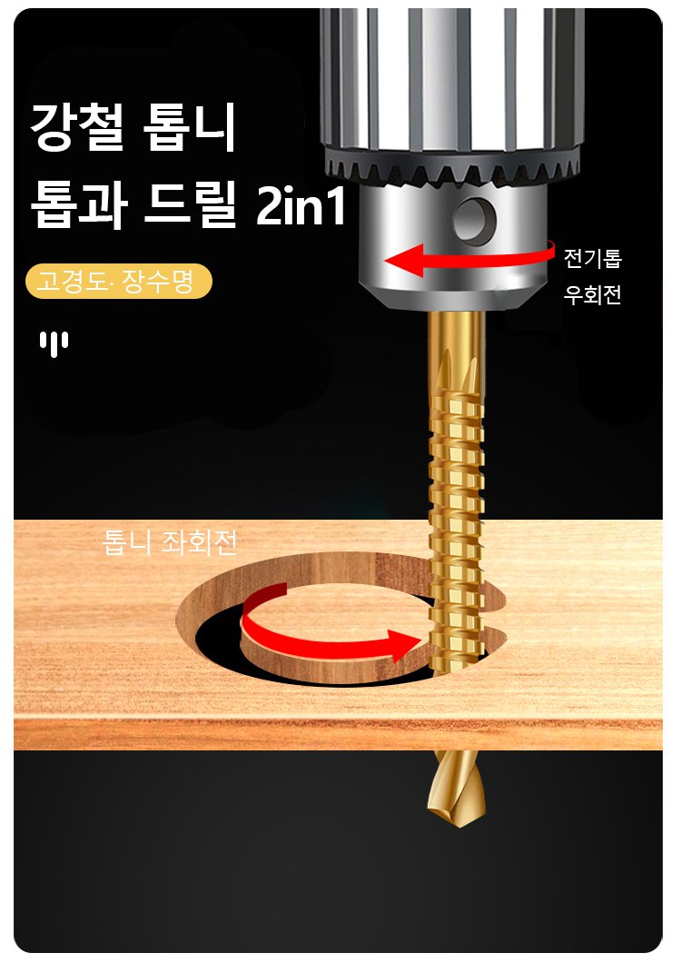 목재 절삭에 사용된 드릴 비트