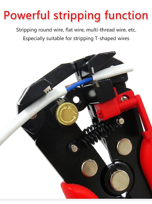 Close-up of Automatic Wire Stripper Cutting Wires