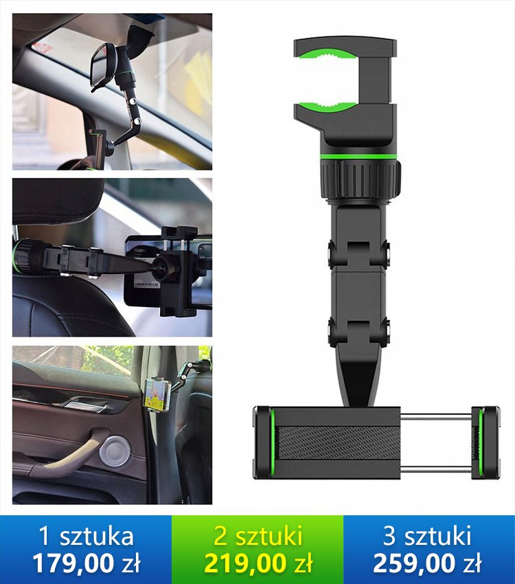 UCHWYT SAMOCHODOWY NA TELEFON WSTECZNE LUSTERKO