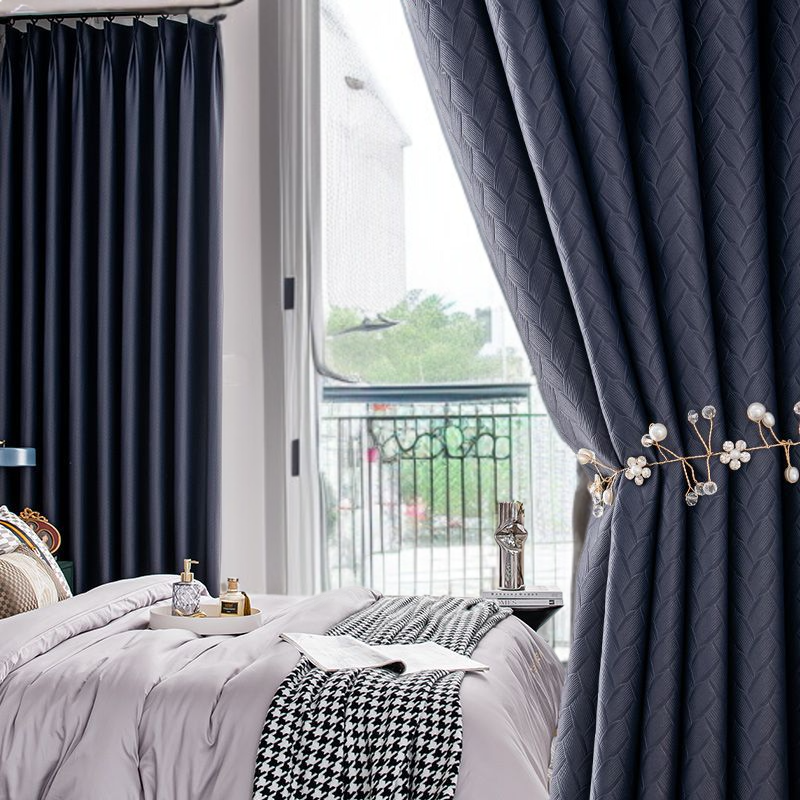 寝室対応遮光生地カーテンとフックセット